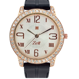 Reloj Zeit Analogo para Dama con Correa de Silicon y Pedreria en Bisel