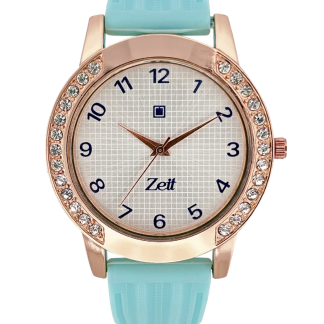 Reloj Zeit Analogo para Dama con Correa de Silicon y Caratula Patron de Malla
